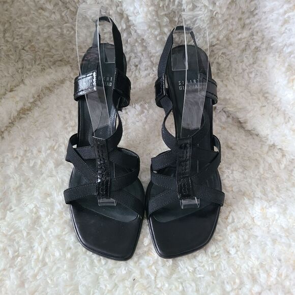 Stuart Weitzman Y2K Square Toe Strappy Heeled‎ Sandals sz 9.5 - Picture 3 of 11
